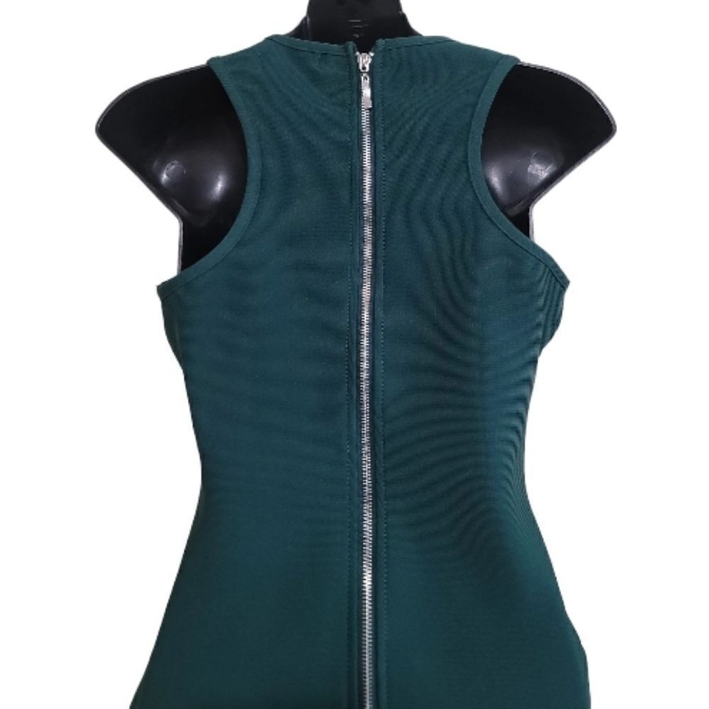 Aqua Women Green Stretch Sleeveless Ruffle Mini Party Bodycon Dress Size S - Picture 7 of 9